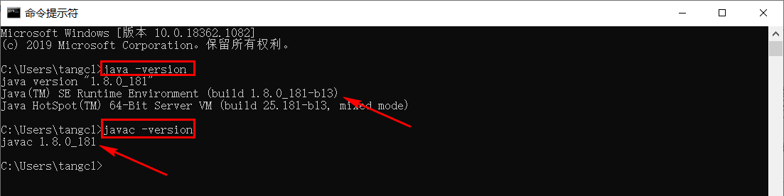 配置环境变量后的运行结果